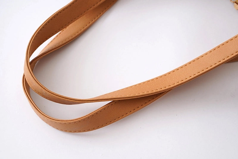 Women's Large Straw Solid Color Vacation Beach Weave Semicircle Zipper Straw Bag