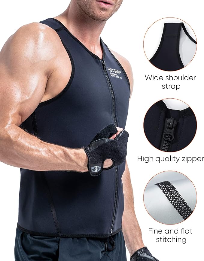 HOTSUIT Full Zipper Heavy Sauna Vest for Men
