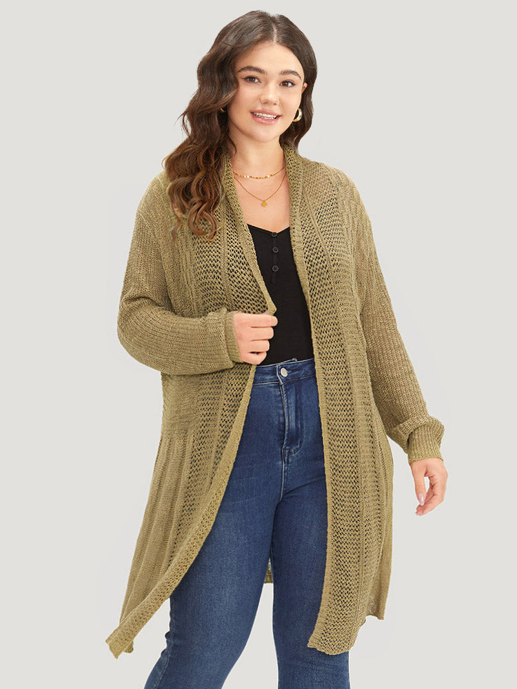 Lapel Collar Open Front Tunic Drape Cardigan