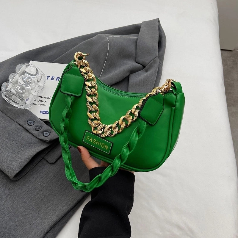 Women's Medium Pu Leather Solid Color Preppy Style Classic Style Dumpling Shape Zipper Shoulder Bag