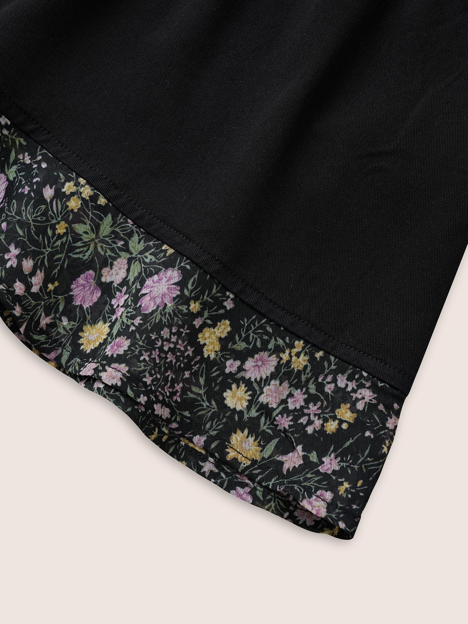 Ditsy Floral Patchwork Ties Flutter Sleeve Blouse