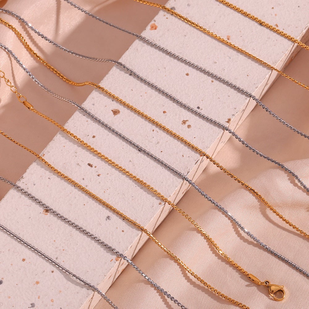 Minimalist Stripe Geometric Stainless Steel 18K Gold Plated Necklaces