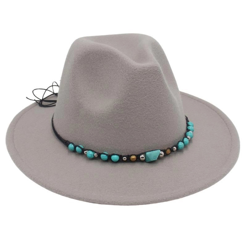Western Cowboy Hat Big Brim Mountaineering Hat Spring And Summer New Emerald Felt Hat Ethnic Tibetan Hat