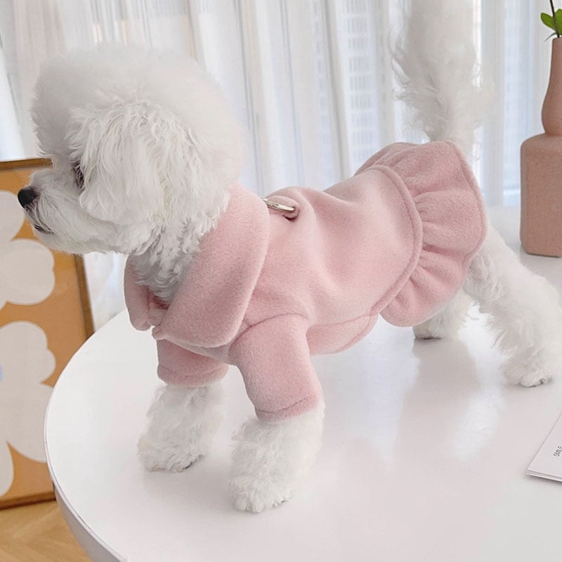 Sweet Solid Color Dog Dress Coat