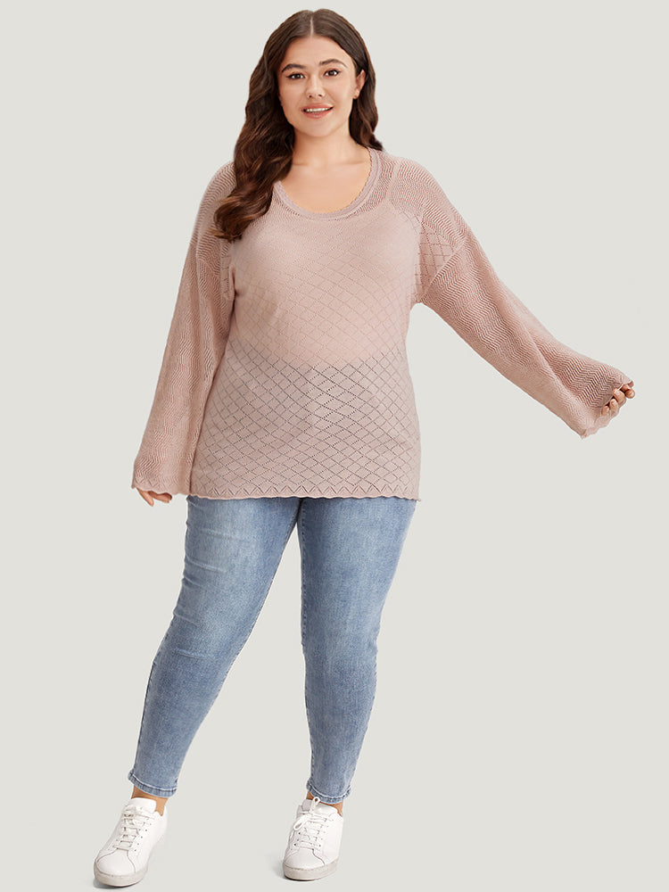Supersoft Essentials Geometric Curved Hem Patchwork Very Stretchy Pullover