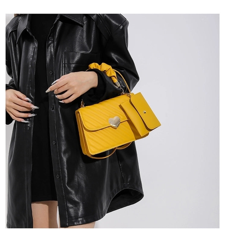 Women's Medium Pu Leather Solid Color Streetwear Magnetic Buckle Crossbody Bag