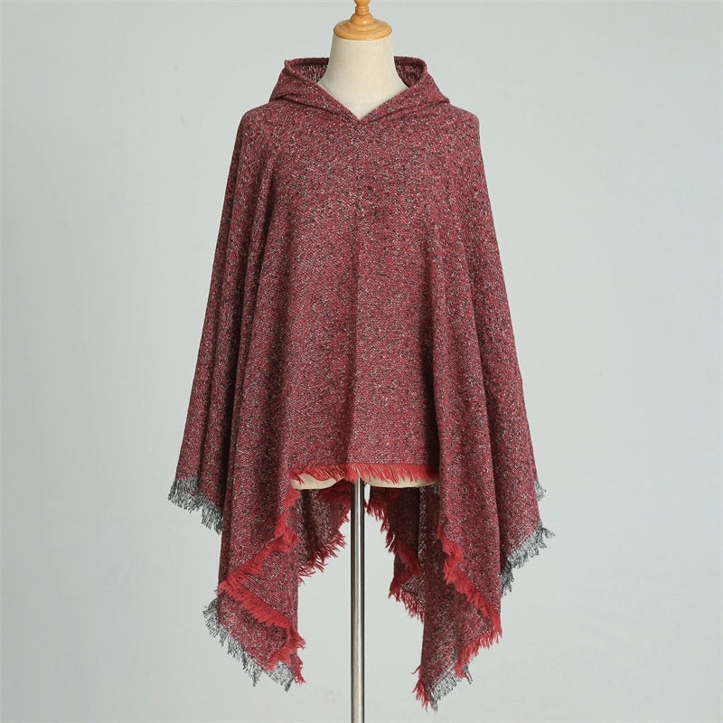 Hooded Cape Plaid Scarf Cashmere Winter Outerwear Warm Shawl New Poncho Best Seller In Europe And America Cloak