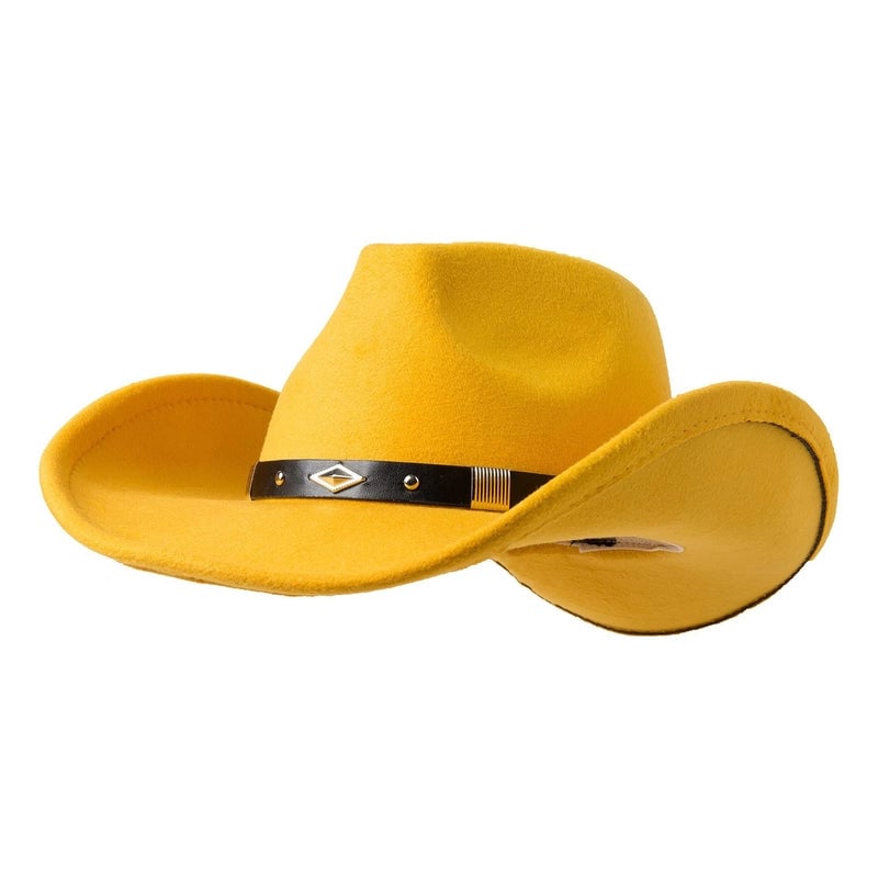 Style Curling Western Cowboy Hat Female British Versatile Solid Color Jazz Hat Autumn And Winter Warm Windproof Bowler Hat Male