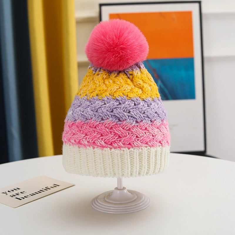 Girl's Cartoon Style Sweet Minimalist Color Block Wool Cap
