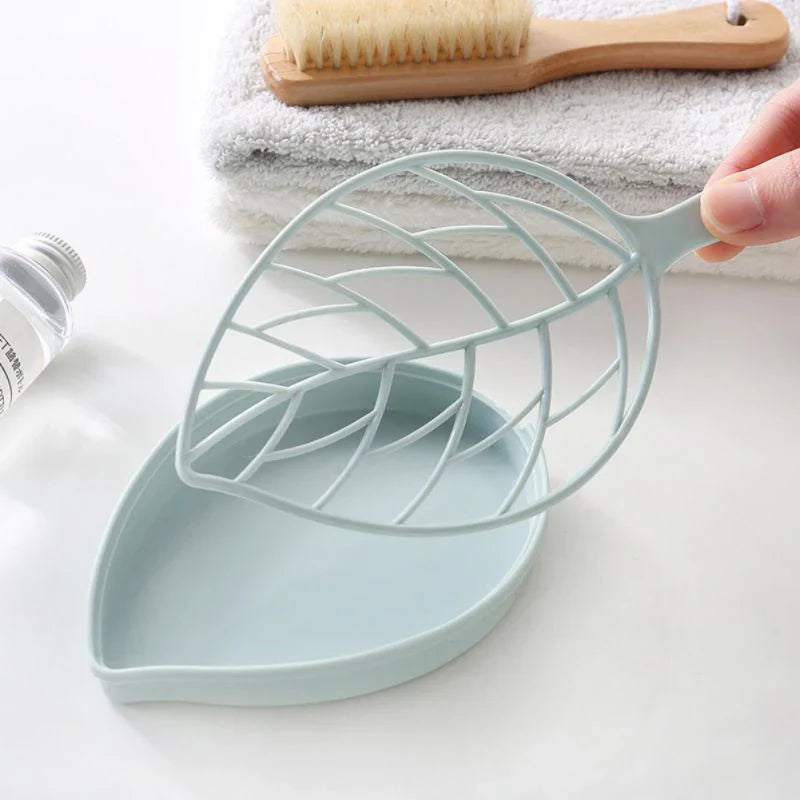 Leaf Shaped Soap Holder With Draining Tray