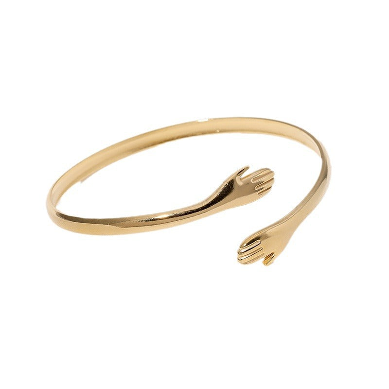 Expressive Palm Stainless Steel Electroplating Bangles