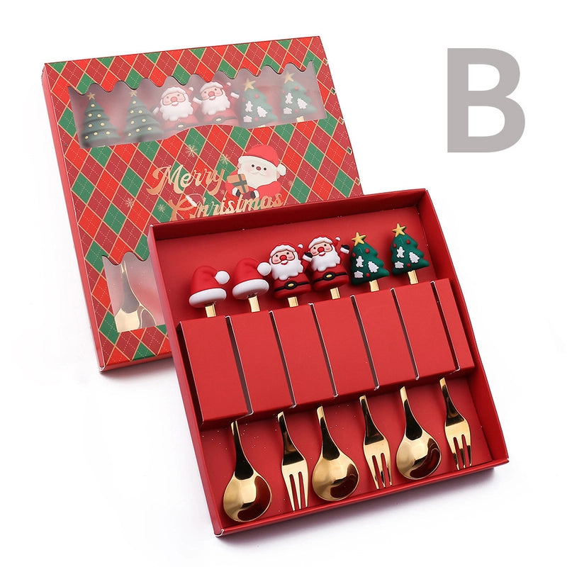 Christmas Cute Christmas Tree Santa Claus Star 304 Stainless Steel PVC Tableware 1 Piece