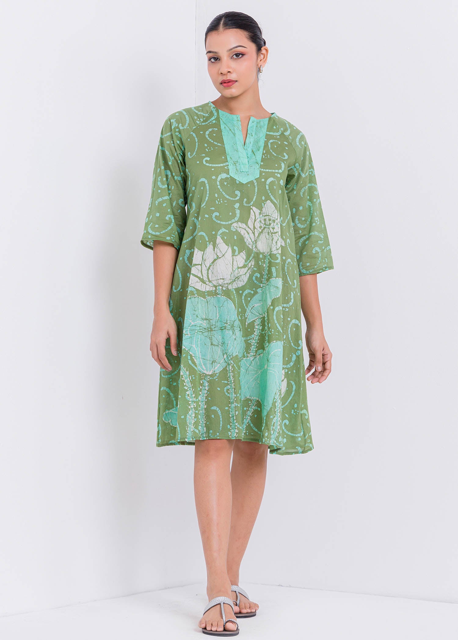 Batik Lotus Hand Printed Dress