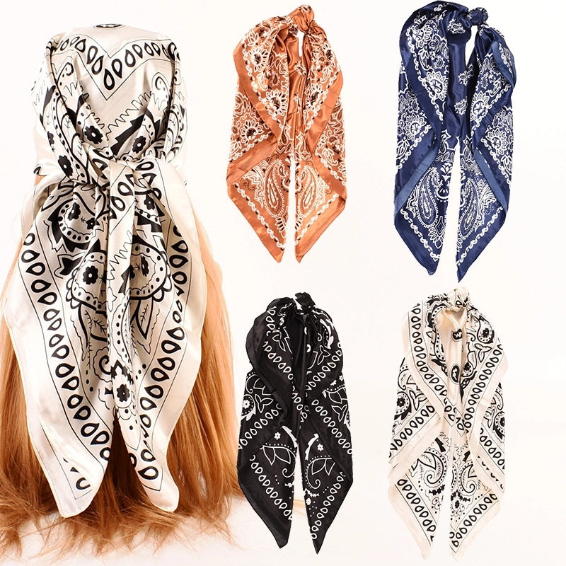 Women's Fashion Geometric Color Block Satin Silk Scarves