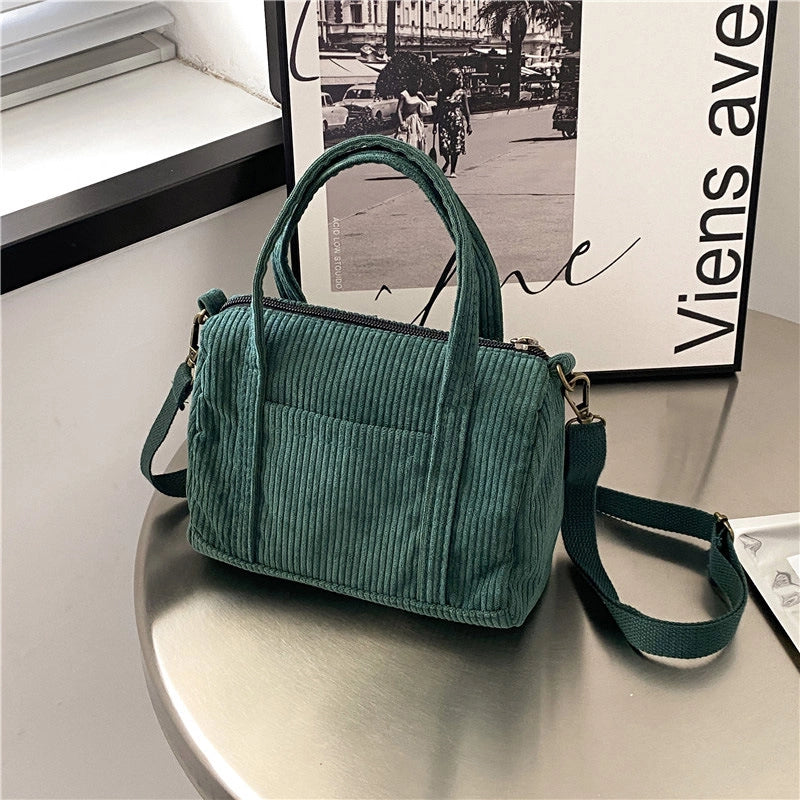 Women's Small Canvas Solid Color Basic Streetwear Cylindrical Zipper Shoulder Bag Handbag Crossbody Bag