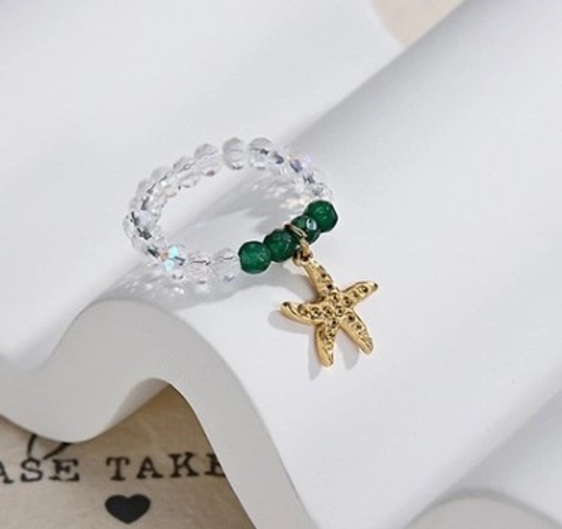 Fashion Heart Shape 304 Stainless Steel Natural Stone 18K Gold Plated Stainless Steel Rings