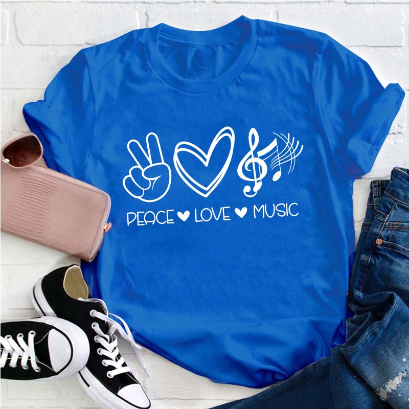 Peace Love Music Teacher T-Shirt