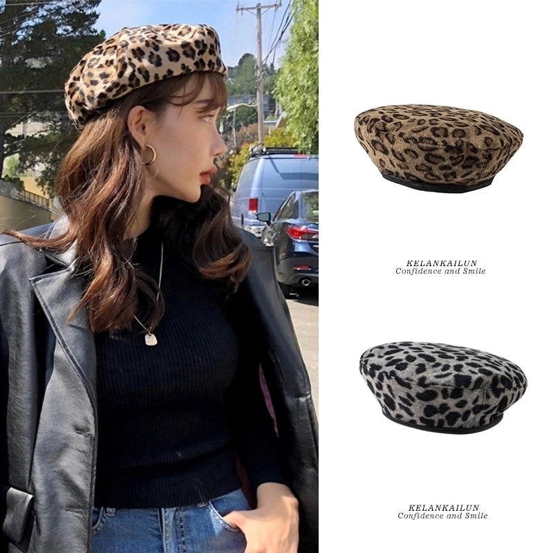 Women's Pastoral Minimalist Leopard Eaveless Beret Hat