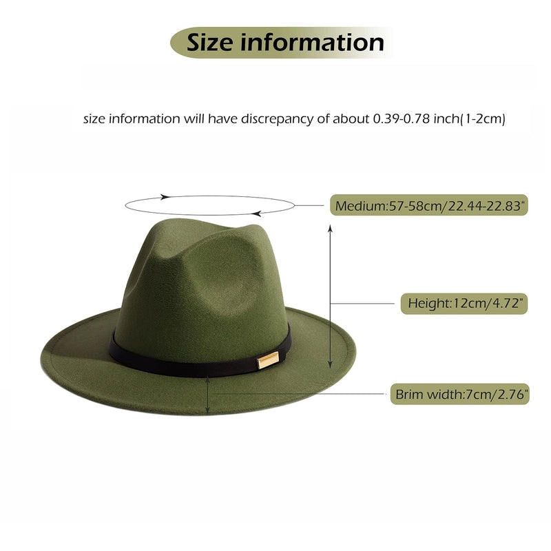Style Vintage Solid Color Flat Rim Jazz Hat Men's British Belt Decorative Big Brim Top Hat Women