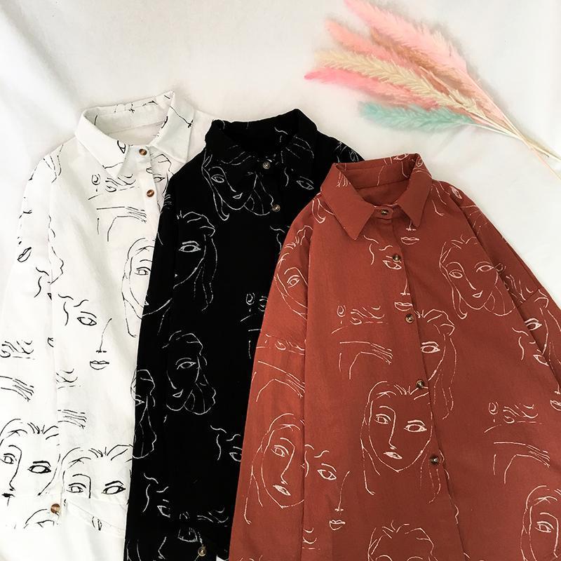 Hand-drawn Portrait Button Down Shirt