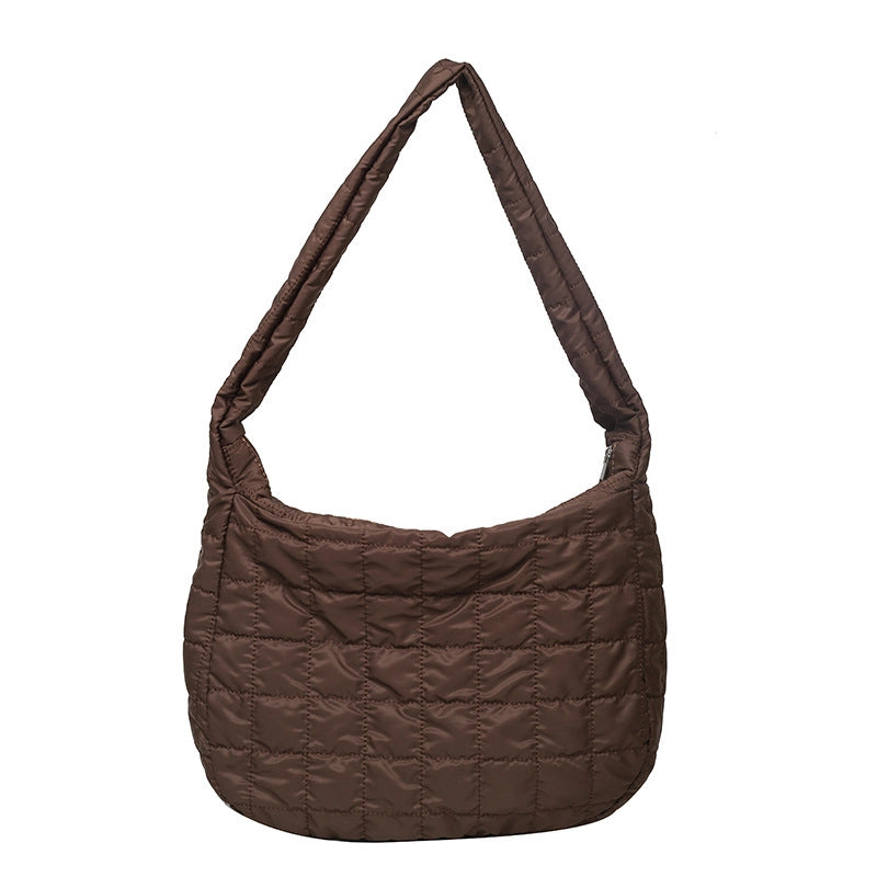 Women's Large Polyester Lingge Fashion Dumpling Shape Zipper Crossbody Bag