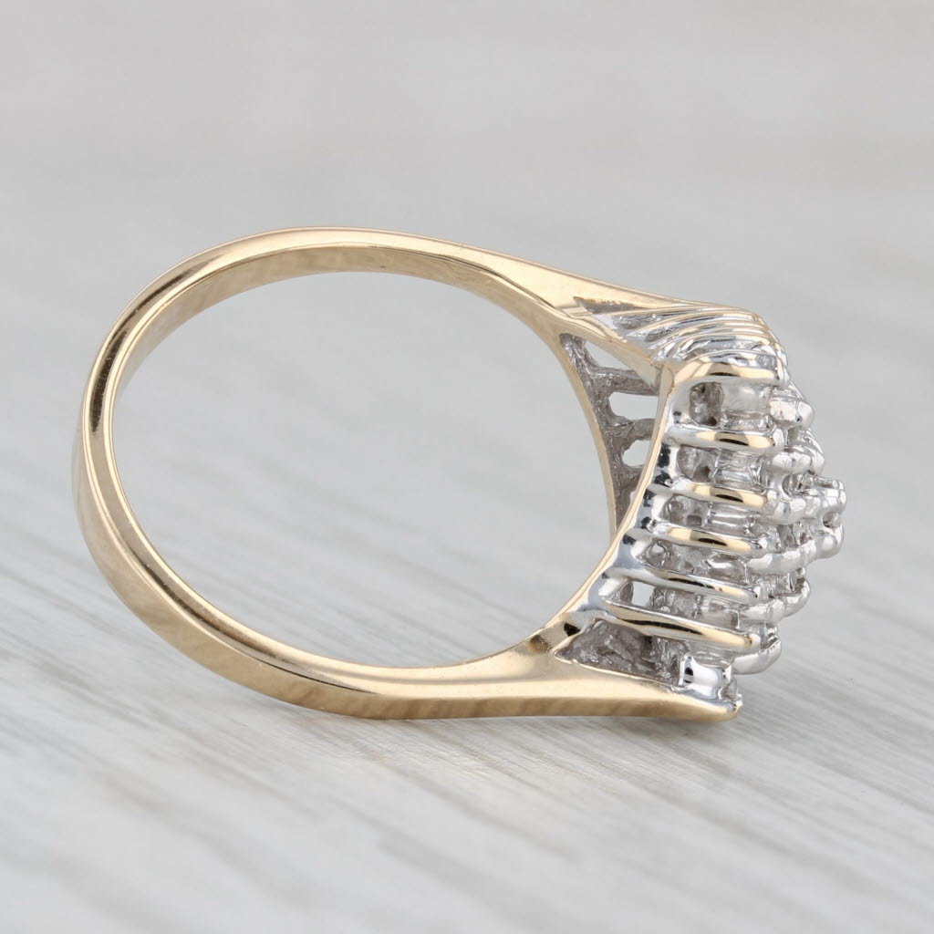 0.50ctw Diamond Cluster Ring 14k White Yellow Gold Size 6