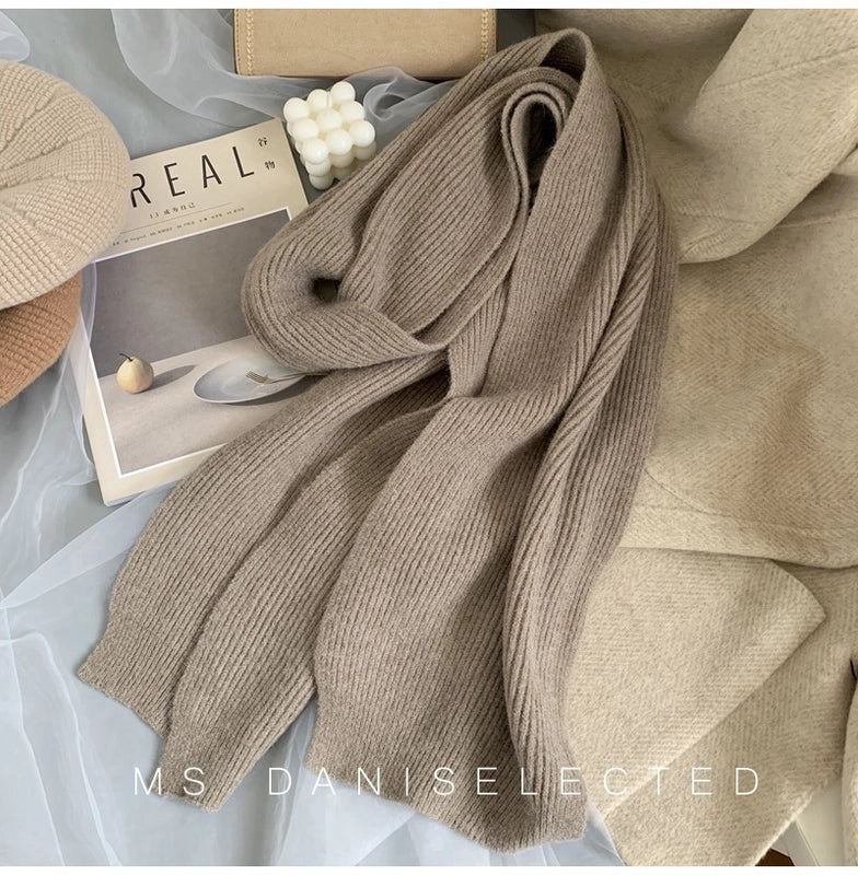 New Scarf Women's Winter Soft Warm Knitted Thickened Instagram Style Fashionable Scarf For Students