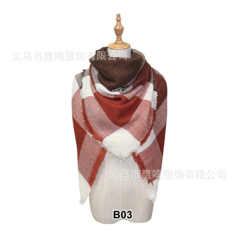 Autumn And Winter Plaid Square Extensive Warm Cashmere Scarf Women's Scarf