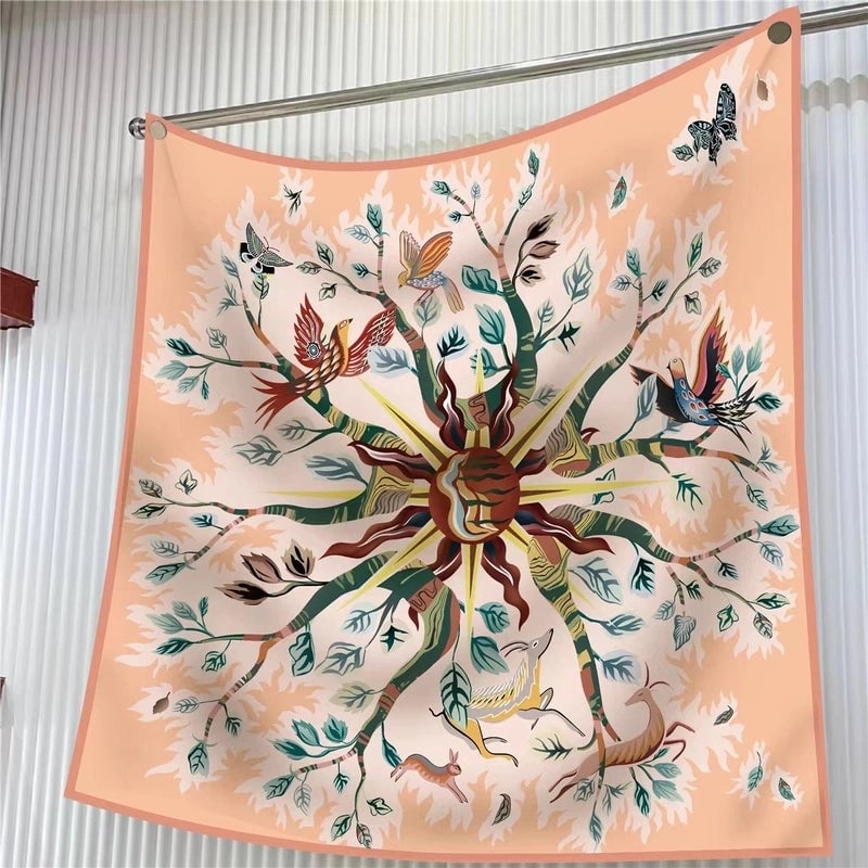 New High Quality Twill Forged Large Square Fashion 90*90cm Printed Silk Scarf Sunscreen Shawl Scarf