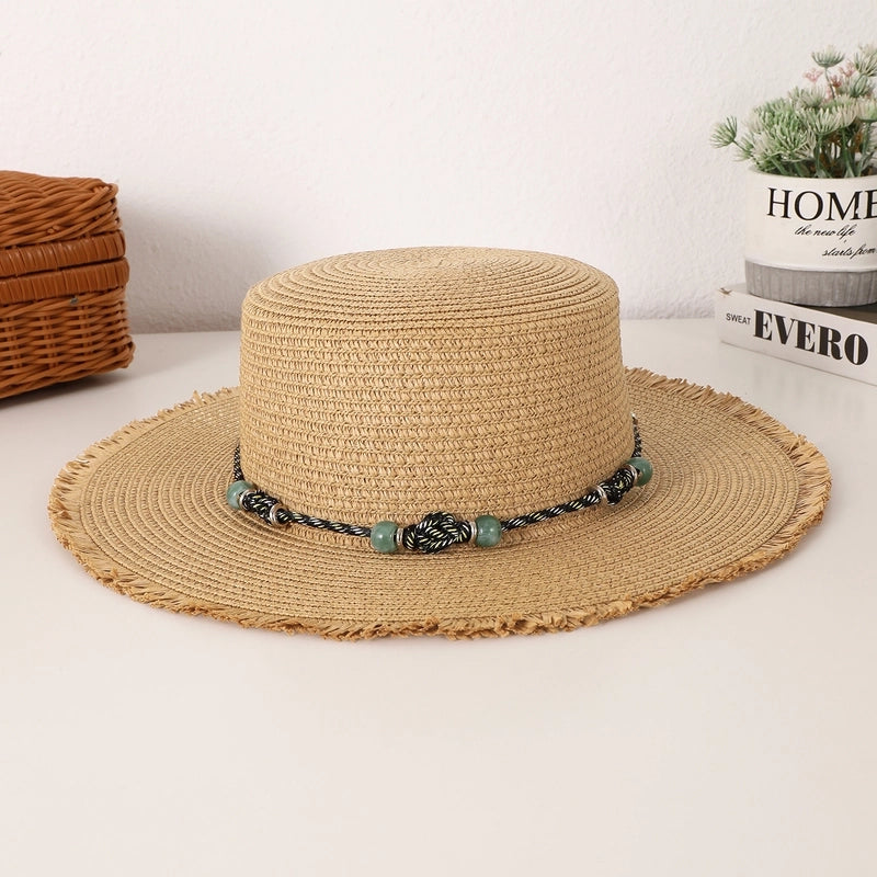 Women's Basic Vacation Solid Color Big Eaves Straw Hat