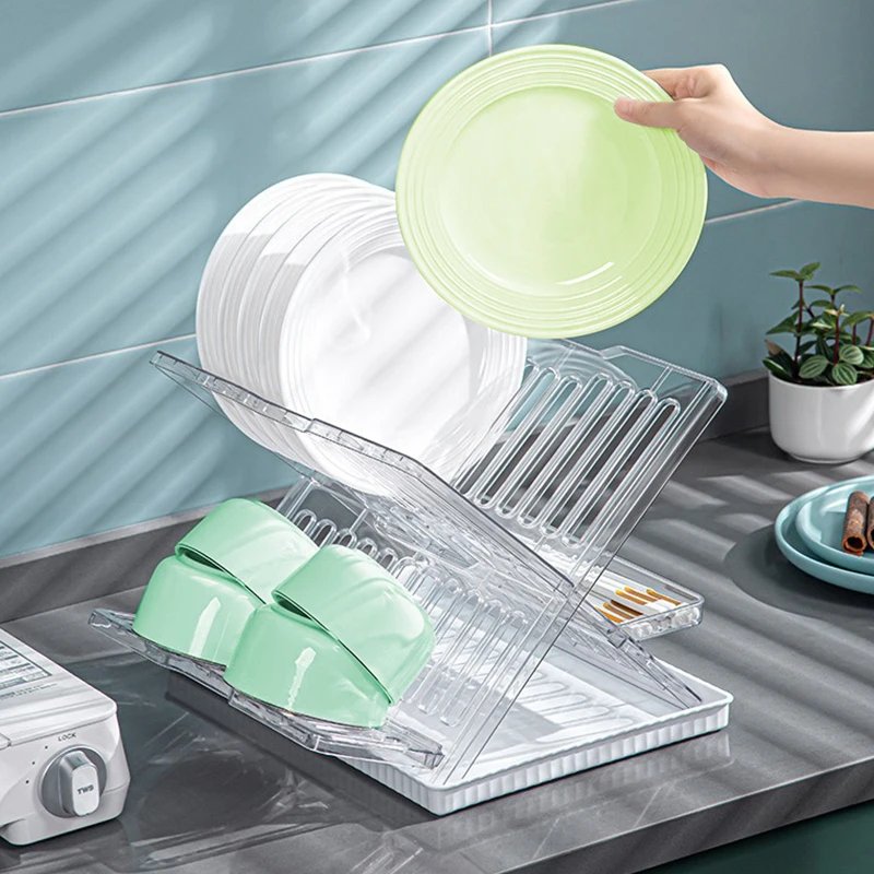 X Shape Household Kitchen Plastic Dish Drying Drainer Standing Storage Plate Organizer Rack