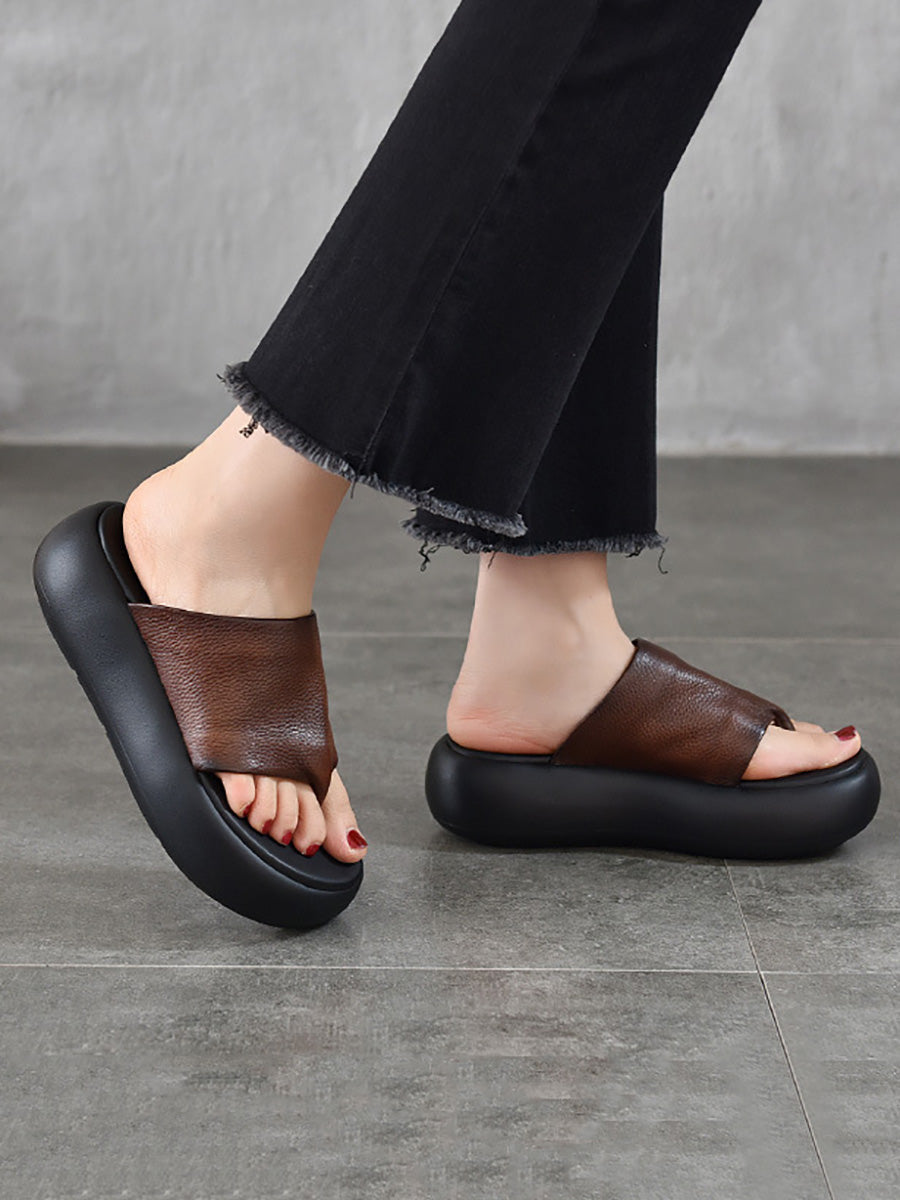Women Summer Casual Pure  Color Platform Slippers