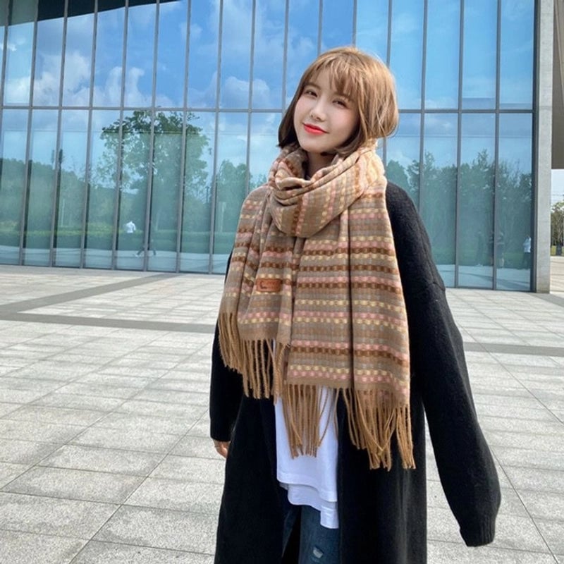Winter New Colorful Plaid Scarf Women's Versatile Women's Autumn And Winter Warm Scarf Shawl High-grade Fashion