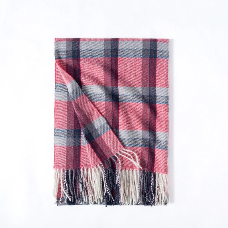 Unisex Vintage Style Minimalist Plaid Polyester Scarf