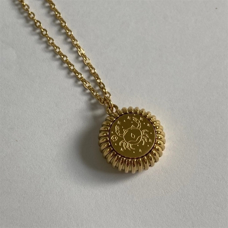 201 Stainless Steel 304 Stainless Steel Gold Plated Retro Plating Constellation Pendant Necklace