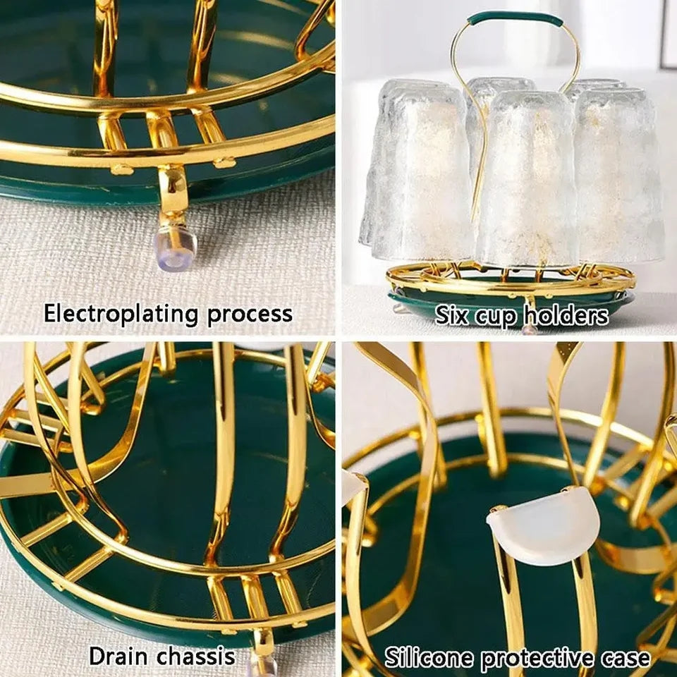 Golden Glass Stand With Drainage Rack