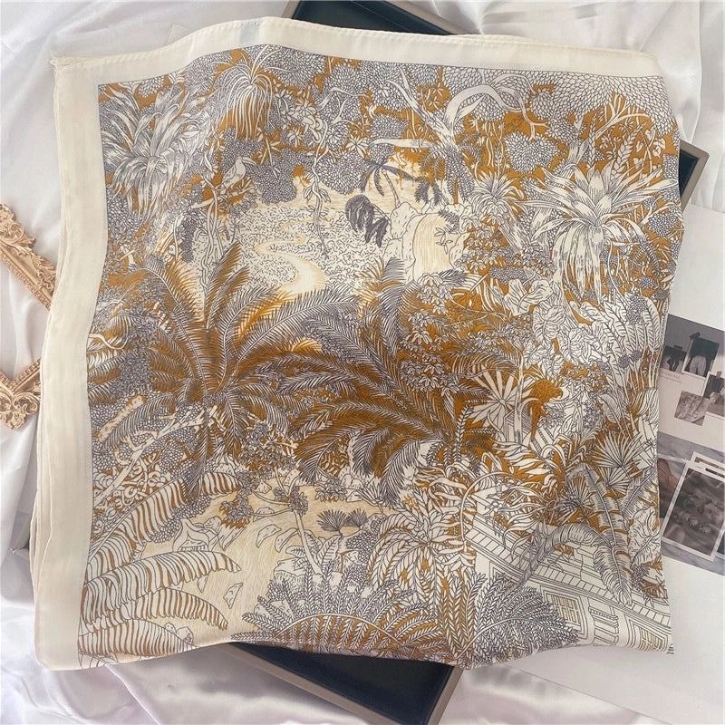 Women's Elegant Letter Flower Satin Silk Scarf