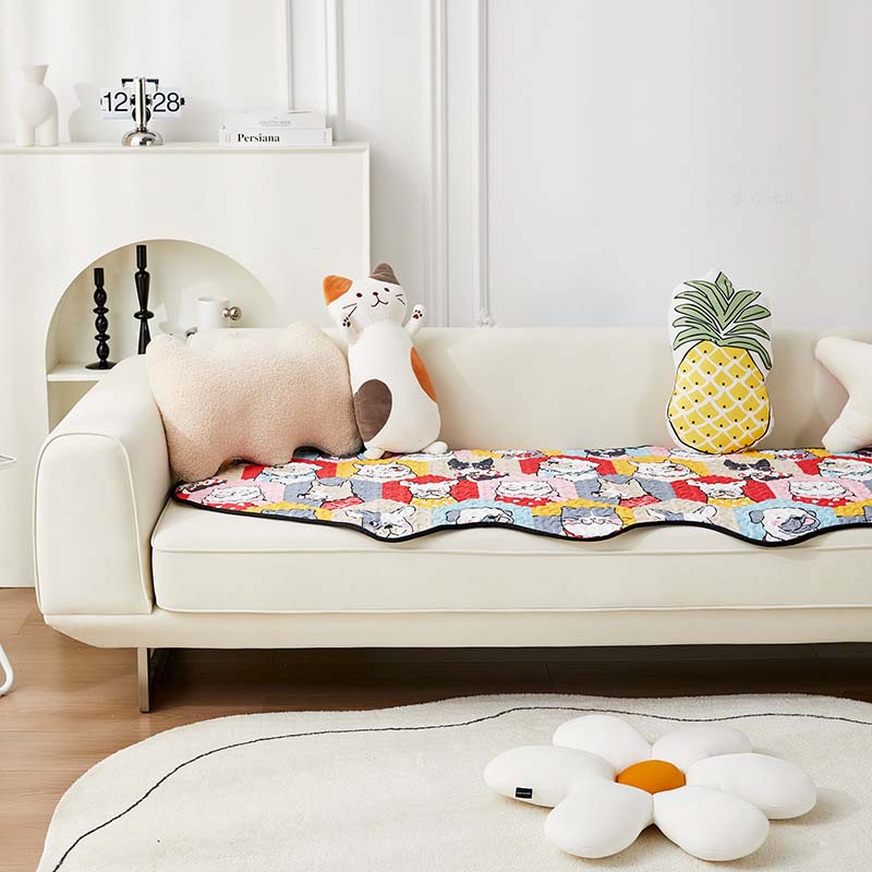 Funny Cotton Protective Couch Cover - Dog & Cat Puzzle