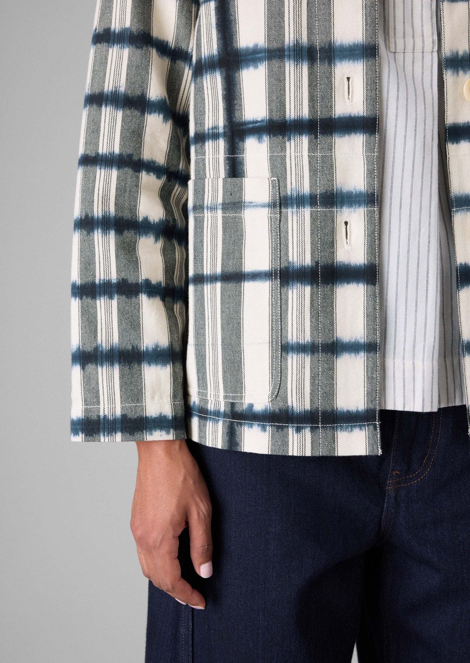 Edo Stripe Jacket | Indigo/Ivory