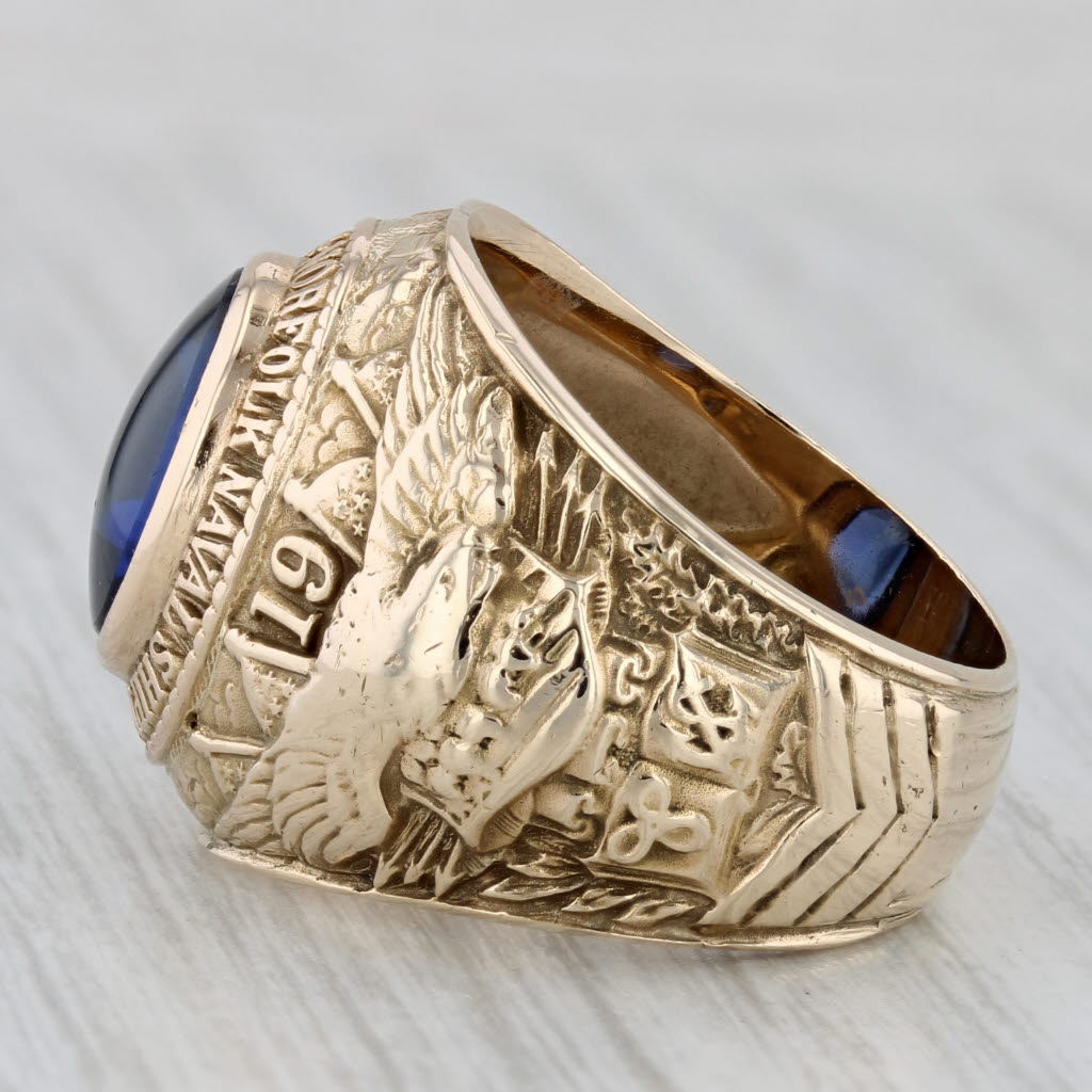 Norfolk Naval Shipyard Apprentice School Ring 10k Gold Lab Created Sapphire