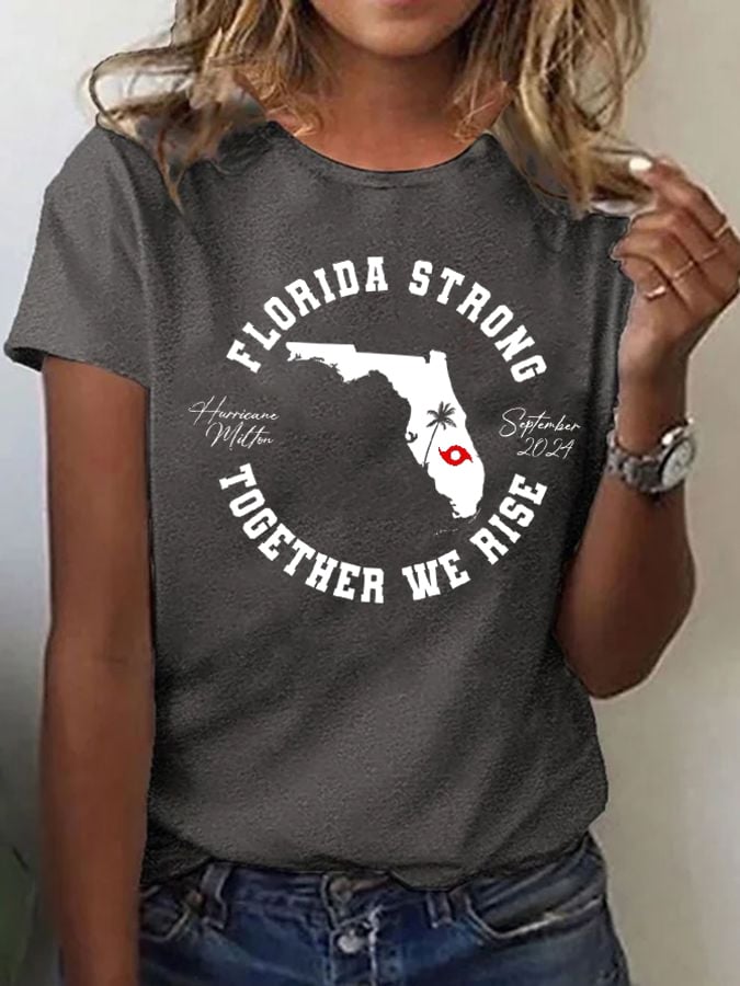 Women's Hurricane Milton Florida Strong Print T-Shirt