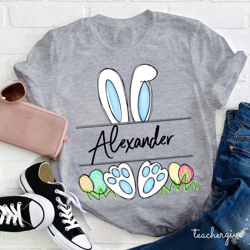 Personalized Name Easter Bunny Teacher T-Shirt