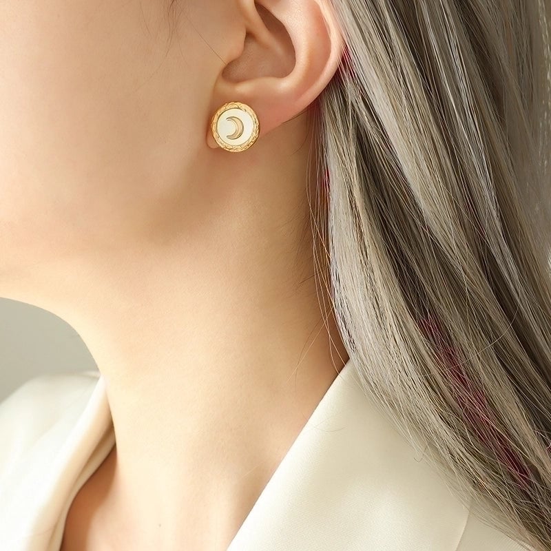 Moon 304 Stainless Steel 18K Gold Plated Plating Bracelets Earrings Necklace
