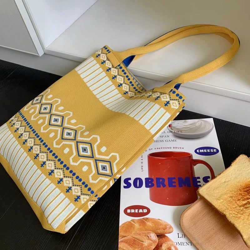 Women's Large Polyester Geometric Streetwear Square Open Handbag
