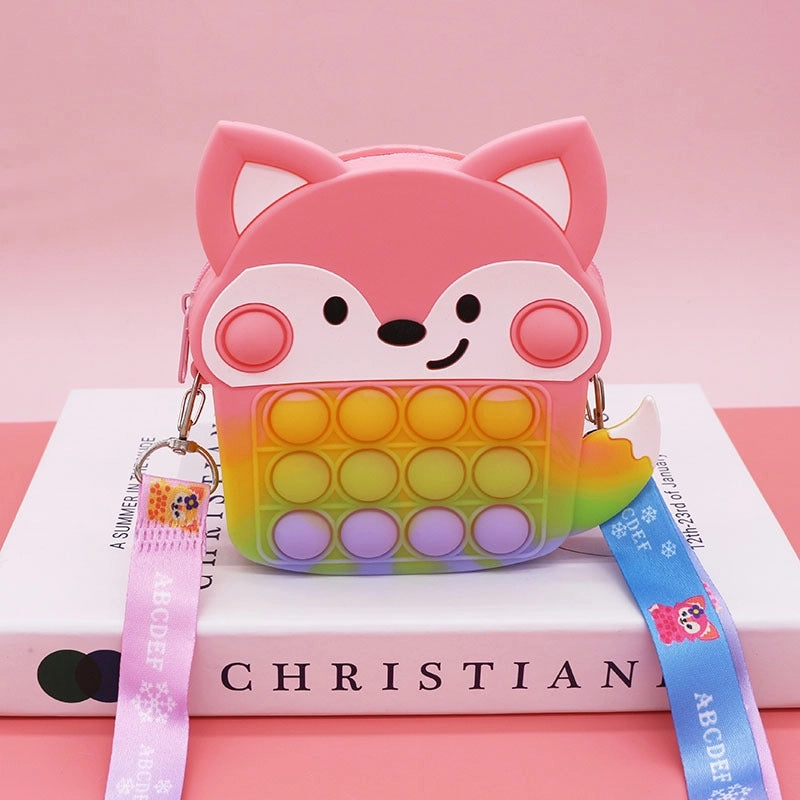 Kid's Medium Silica Gel Fruit Cute Profiled Zipper Crossbody Bag