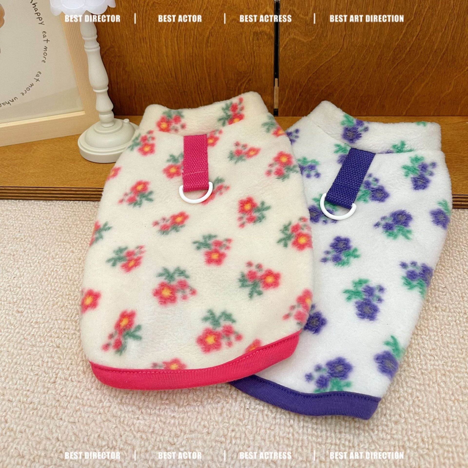 Polar Fleece Floral Dog Harness Vest