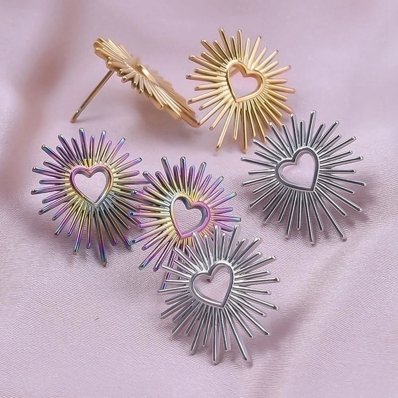1 Pair Minimalist Heart Shape Plating 304 Stainless Steel Ear Studs