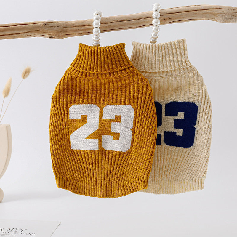 Numbers Printed Dog Cat Sweater