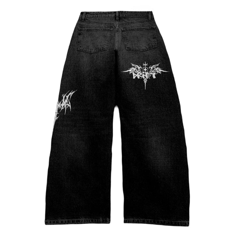 Casual Loose Fit Denim Graphic Streetwear Jeans