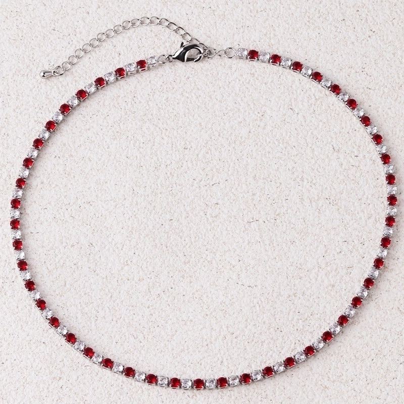 Copper Inlay Solid Color Zircon Copper Necklaces